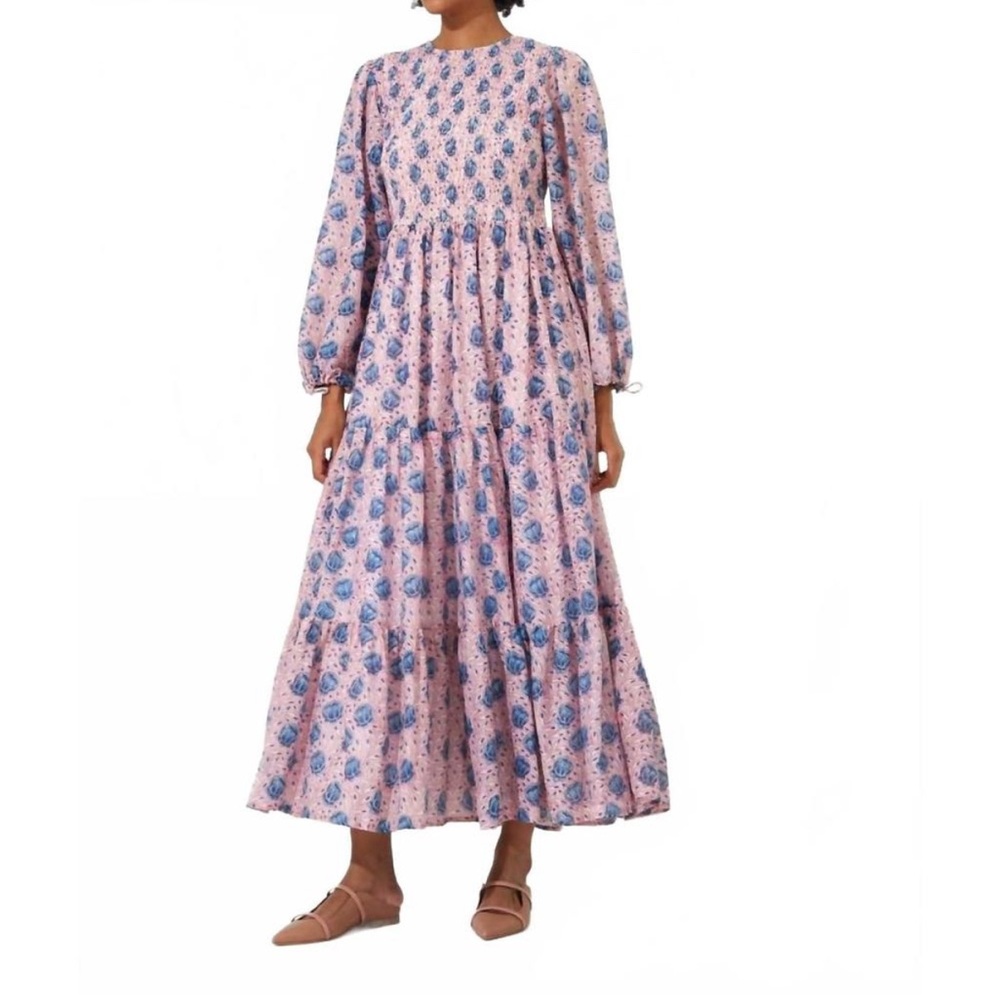 Oliphant Versailles Smocked Maxi Dress in Petal